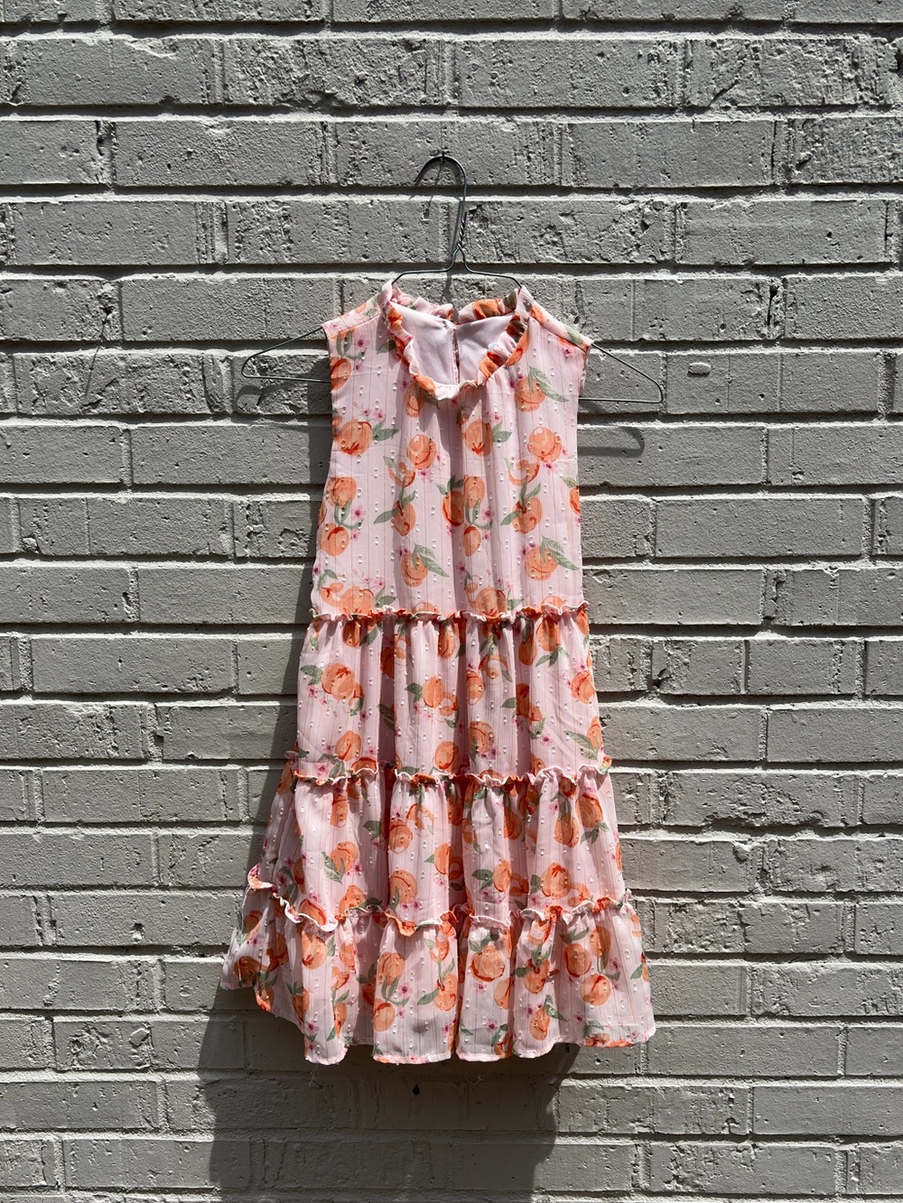 Tahari Girls Pink Peach Print Tiered Sundress